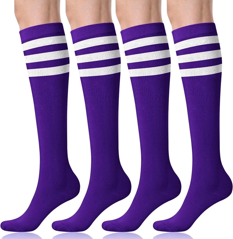 FITRELL Women's Knee High Socks Outdoor Sport Athletic Socks Casual Stripe Tube Socks 1-4 Pack - Image 1
